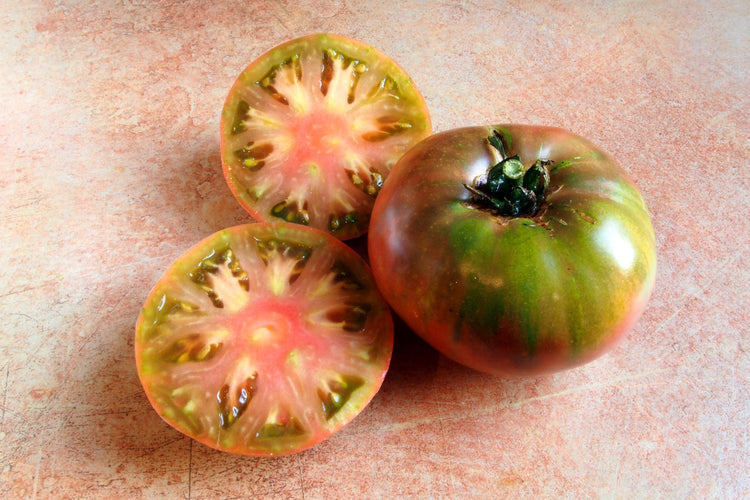 sliced cherokee purple tomatoes