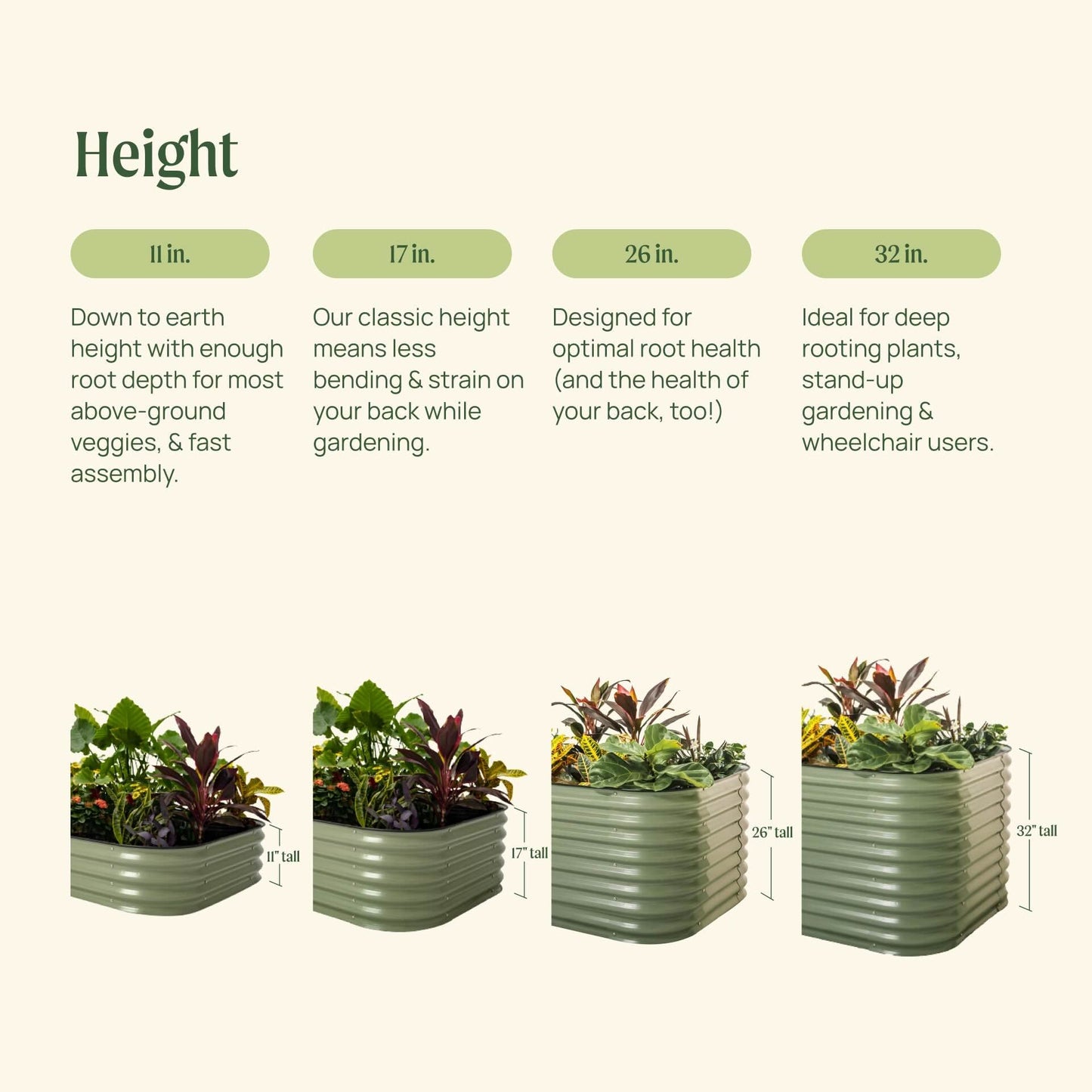 11" Tall 10 In 1 Jumbo Modular Metal Raised Garden Bed Kit