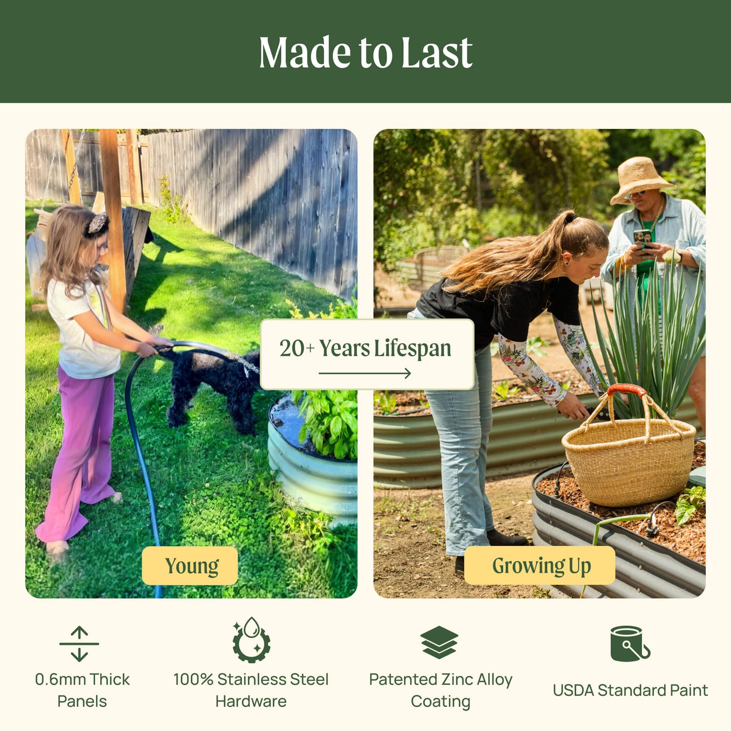 17" Tall 10 In 1 Jumbo Modular Metal Raised Garden Bed Kit