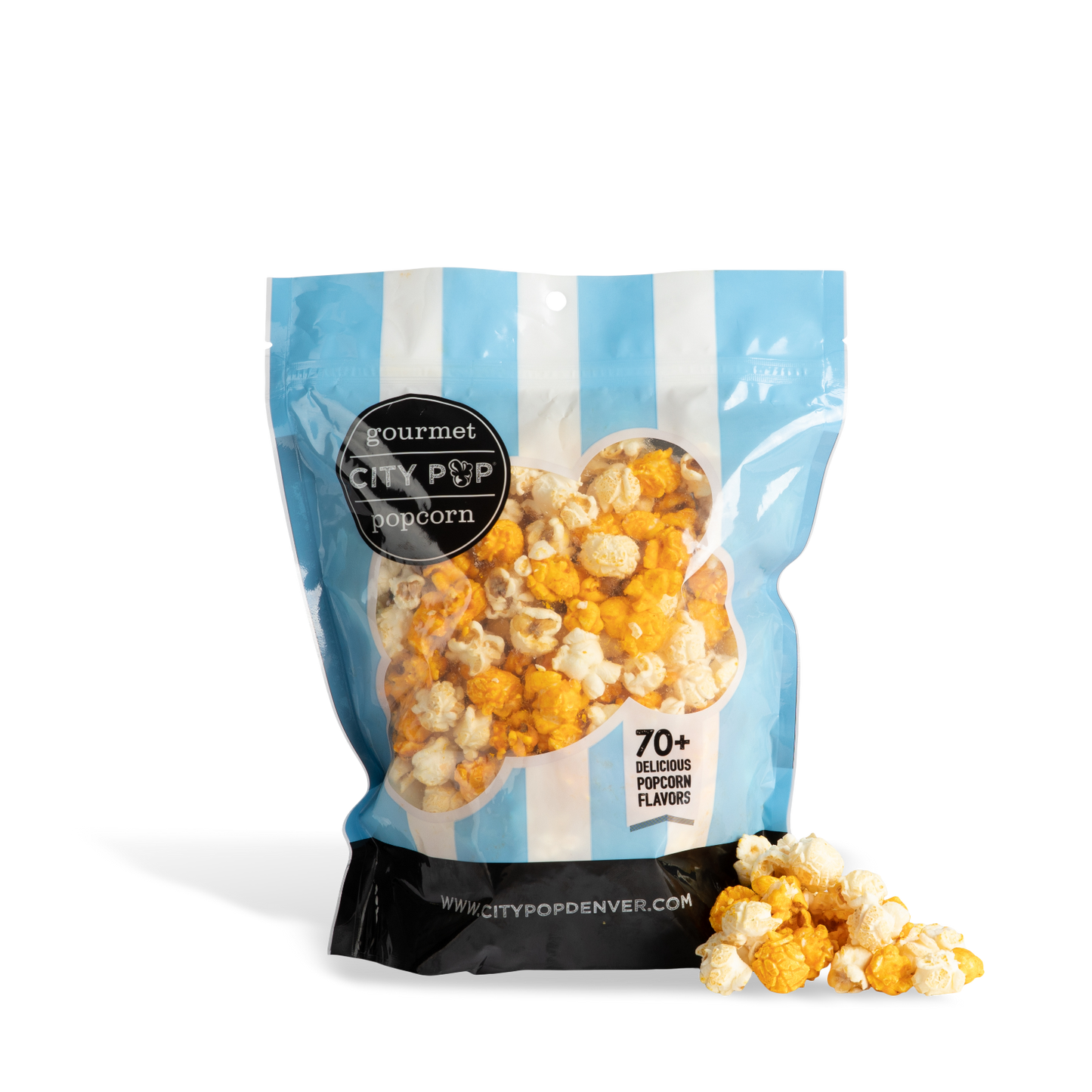 Bag of City Pop Wing Night popcorn with visible branding on a white background