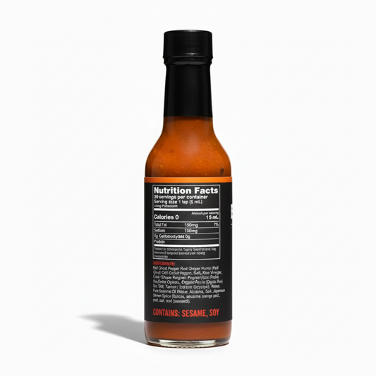 Back label of Aka Miso Ghost Reaper bottle showing ingredients and nutrition facts