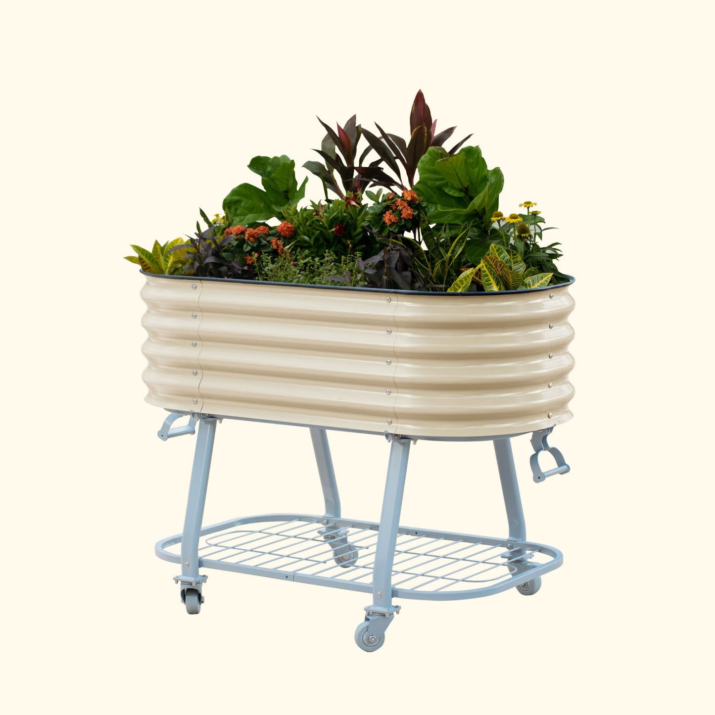 Cama de jardín elevada rodante con riego automático