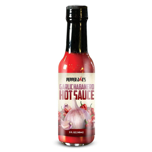 Pepper Joe's garlic habanero hot sauce - garlic habanero sauce on white background