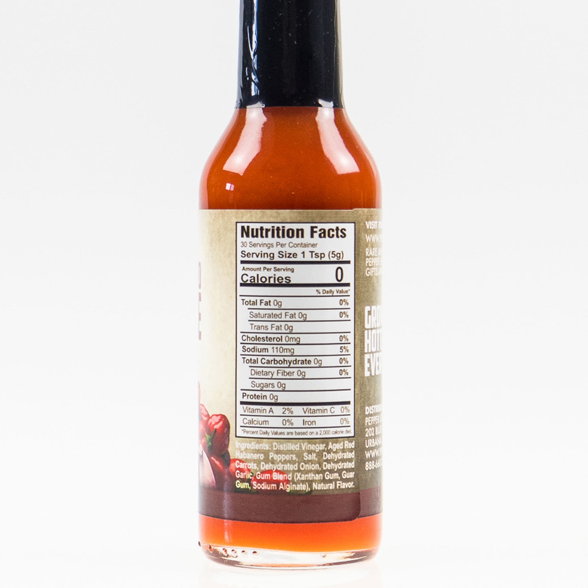 Pepper Joe's Habanero Garlic Hot Sauce nutrition facts