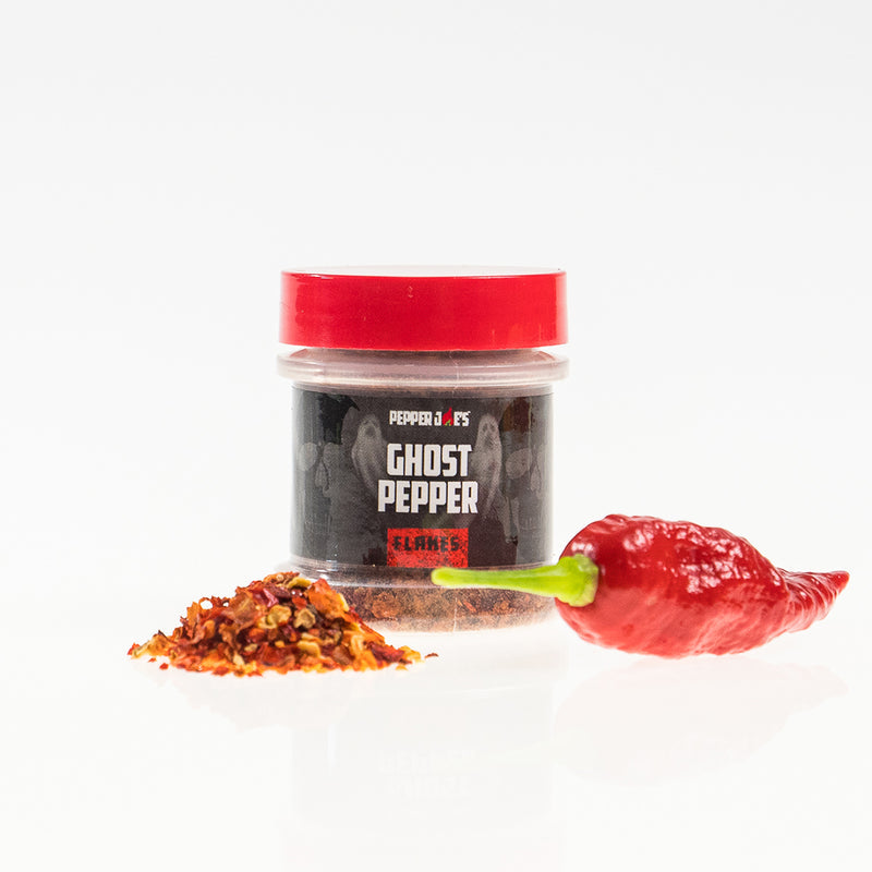 Pepper Joe's superhot pepper flakes - Red Savina Habanero flakes, Ghost pepper flakes, Carolina Reaper flakes