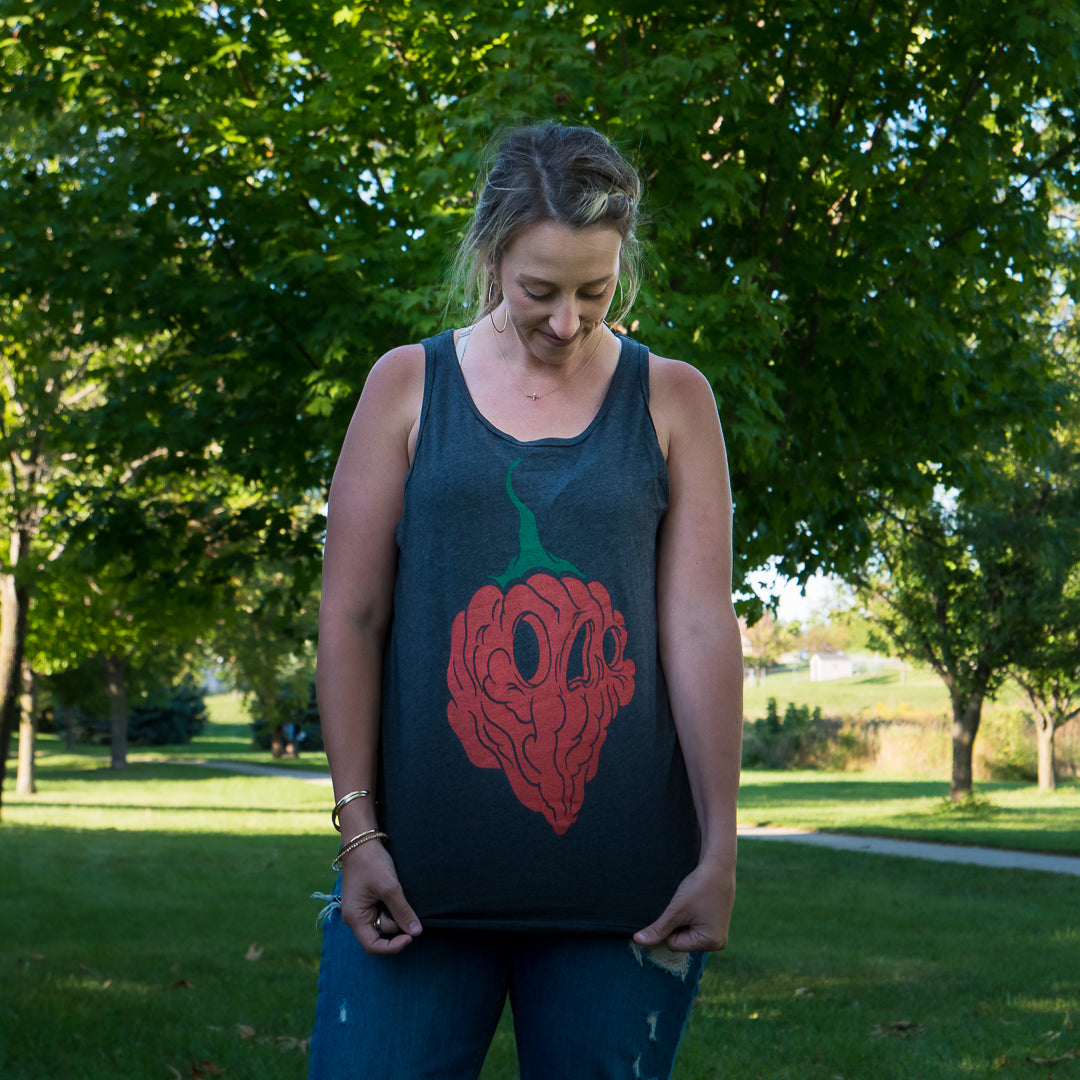 Pepper Joe's Ghoulish Ghost Pepper Tank top - hot pepper shirt