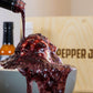 Pepper Joe's Carolina Reaper hot sauce collection - Blueberry Reaper hot sauce pour on ice cream