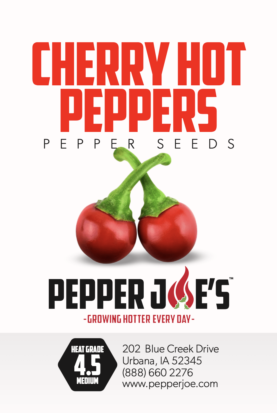 Pepper Joe's Hot Cherry Peppers - seed label of Cherry Hot peppers