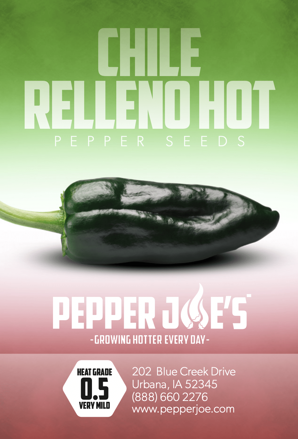 Pepper Joe's Chile Relleno pepper seeds - seed label