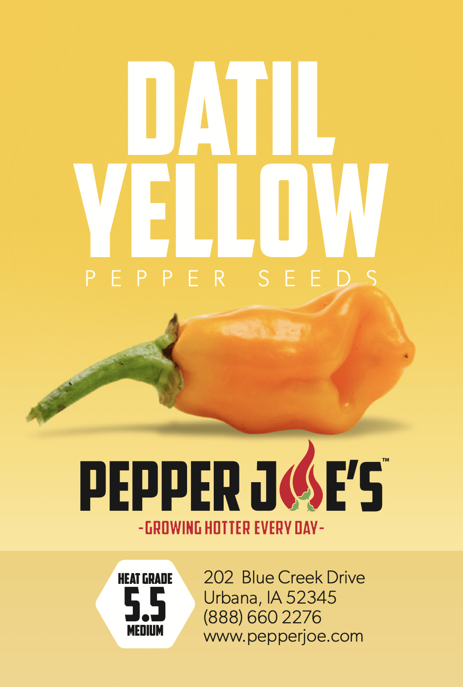 Pepper Joe's Yellow Datil pepper seeds - seed label