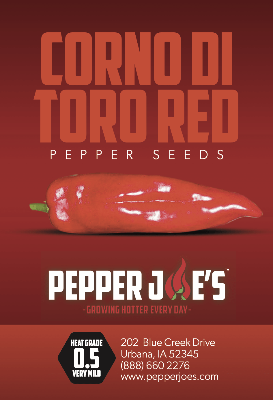 Corno Di Toro Red Pepper Seeds Sweet - seed label of red Corno di Toro peppers