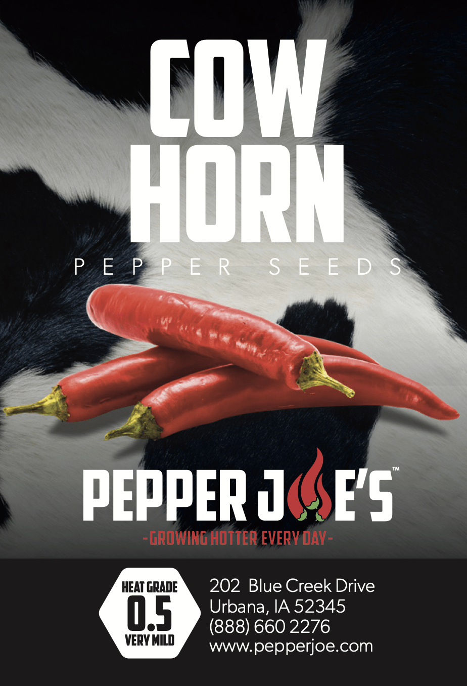 Pepper Joe's cow horn chili - seed label