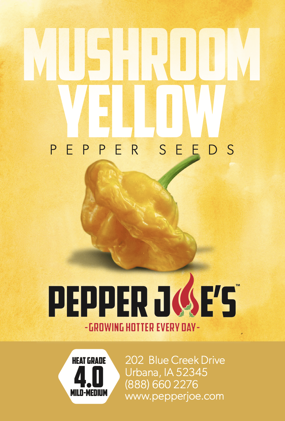 Jamaican Yellow Mushroom Pepper Seeds Superhot