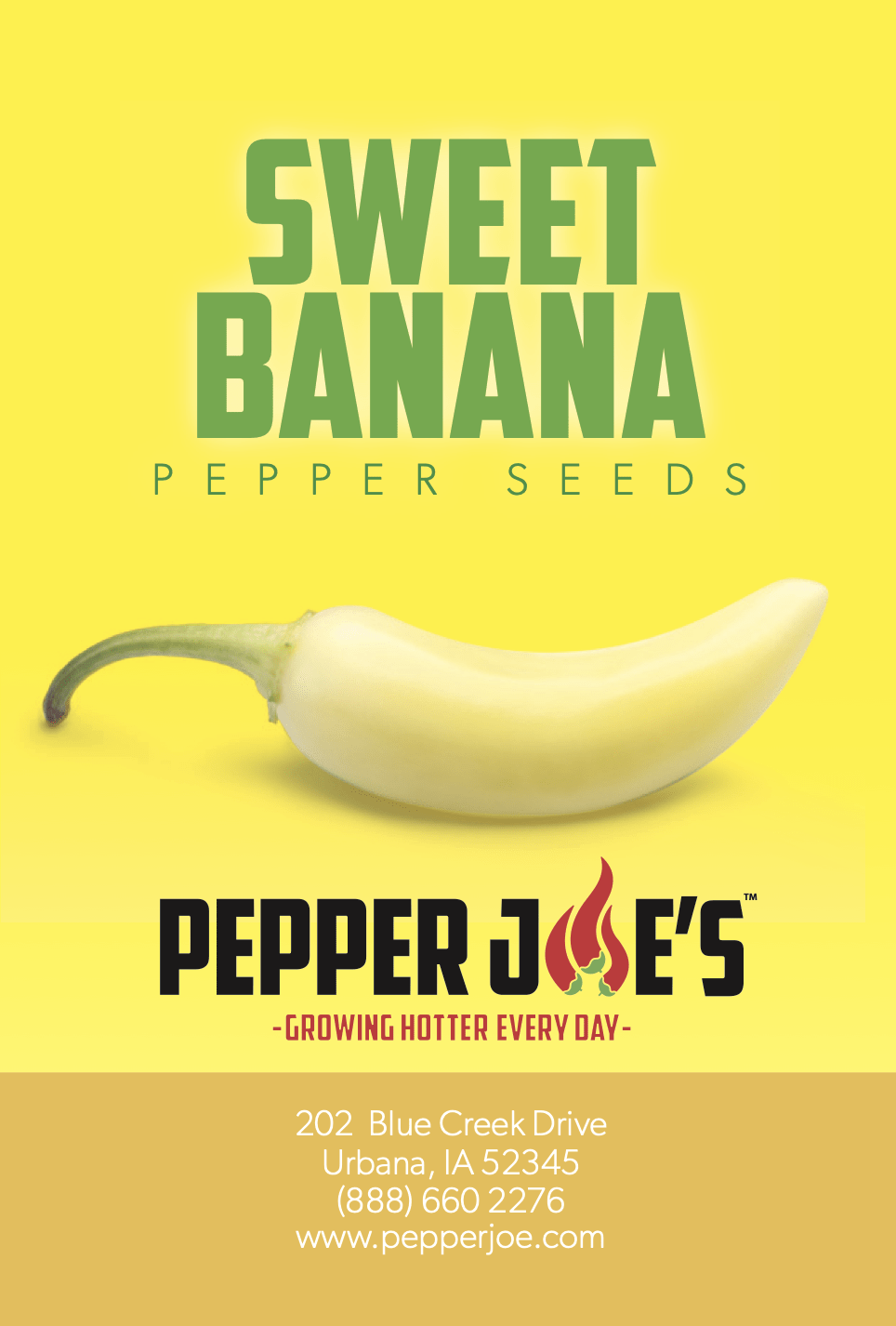 Pepper Joe's Sweet Banana seeds - seed label