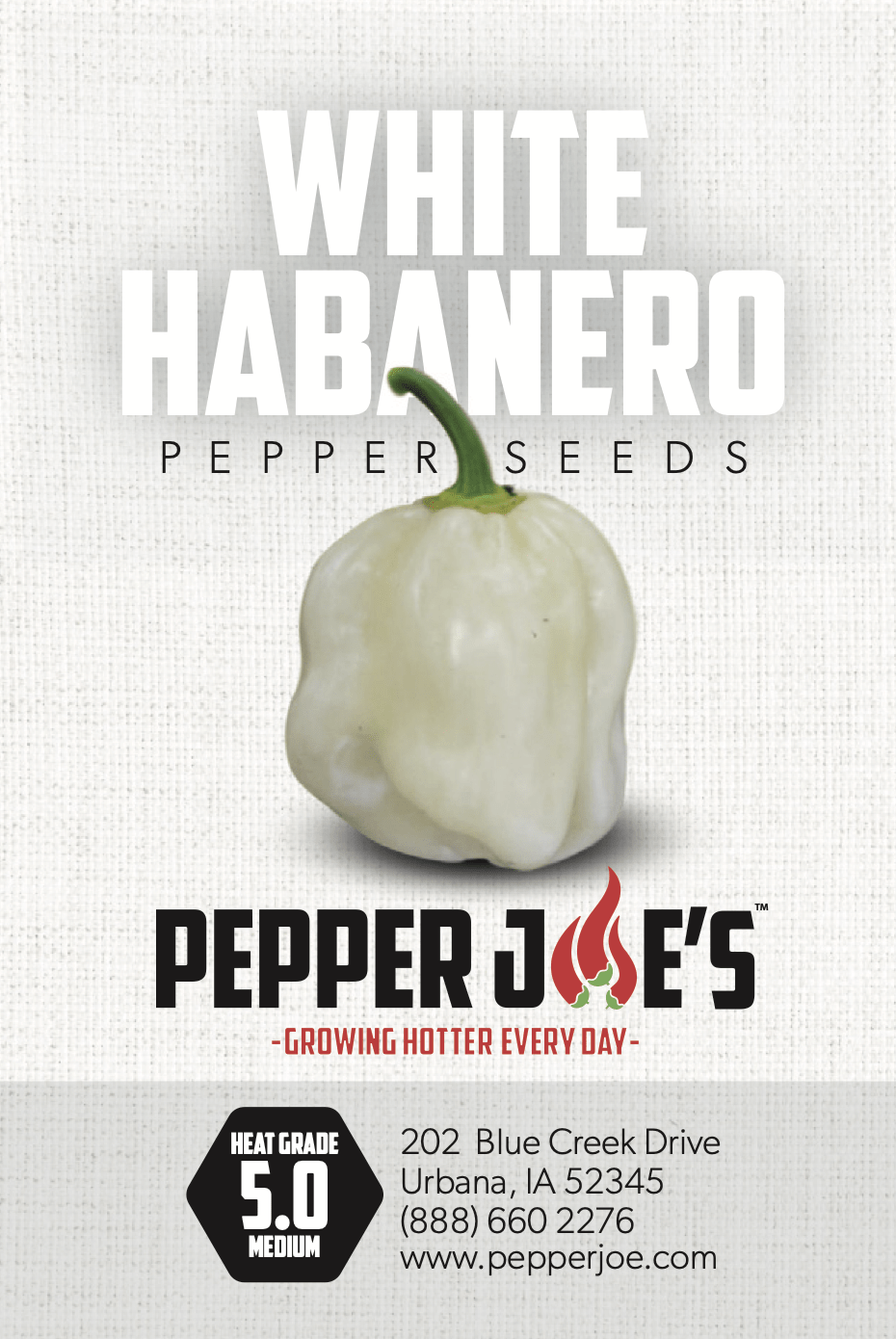 Pepper Joe's white habanero pepper seeds - seed label