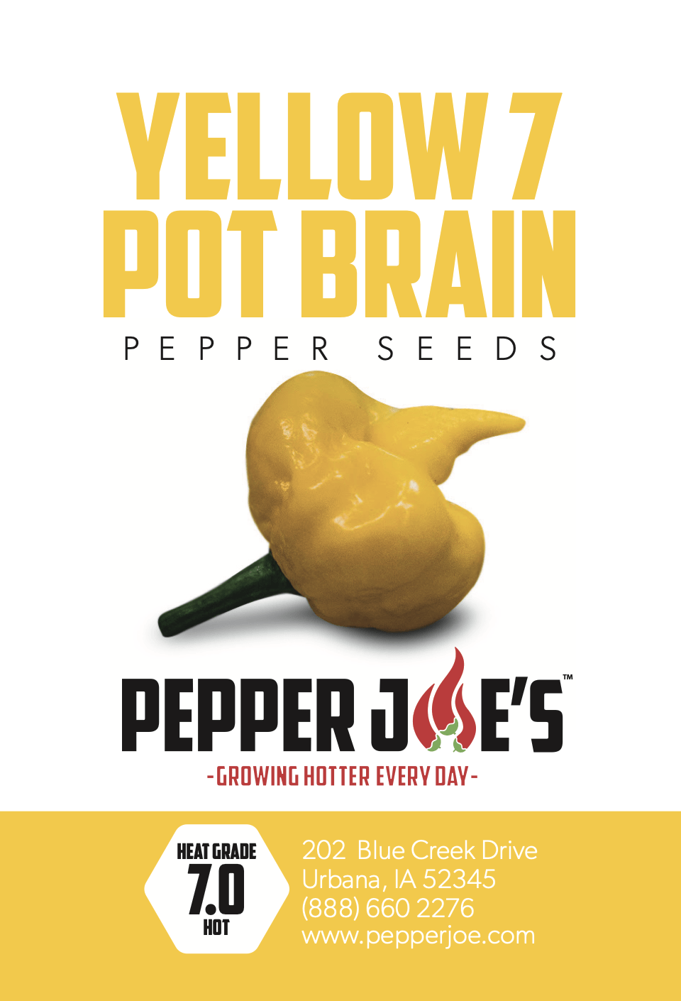 Pepper Joe's yellow brain strain pepper - seed label