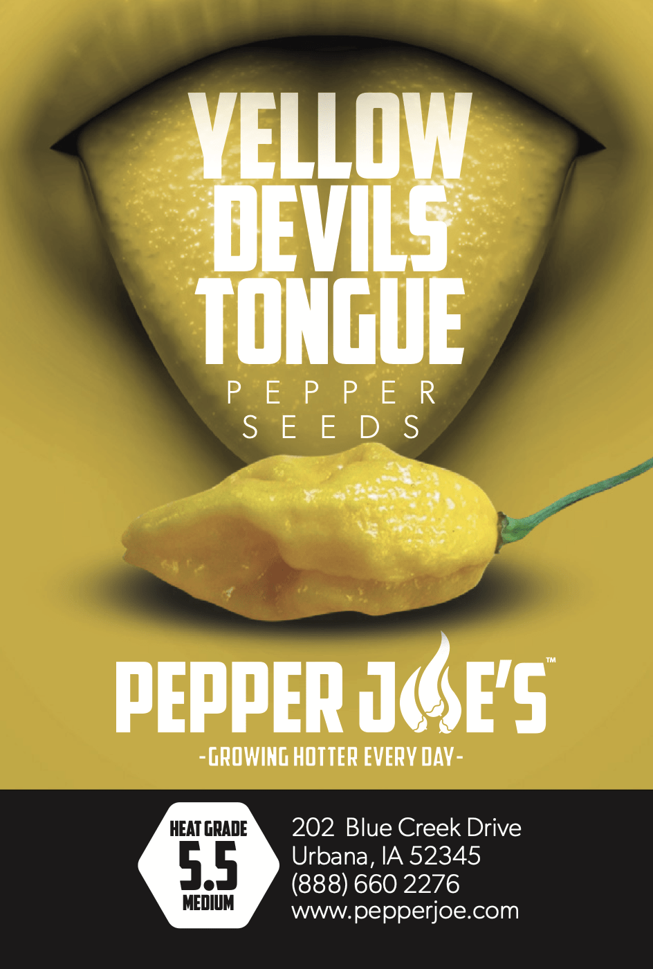 Pepper Joe's Yellow Devils Tongue chili - seed label