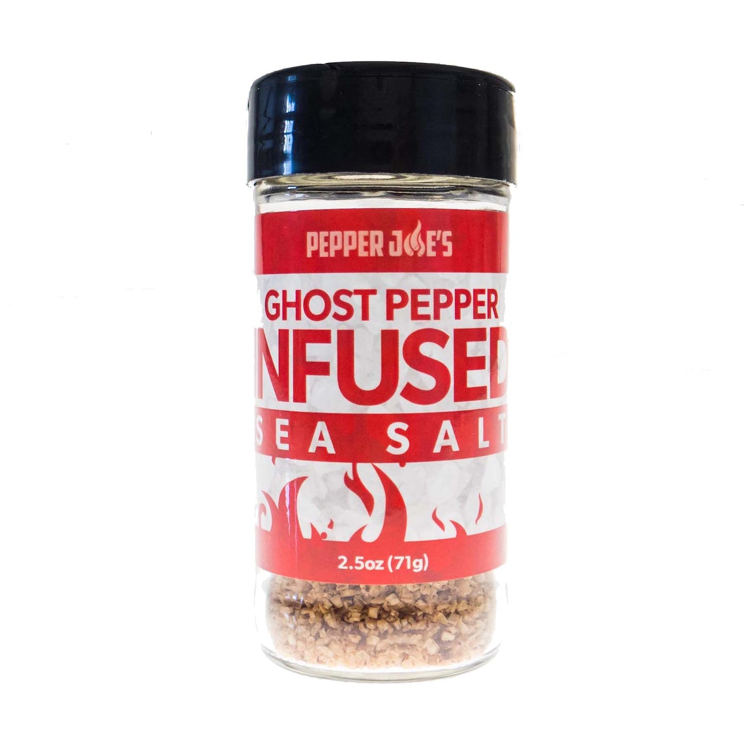 Pepper Joe's spicy sea salt collection - ghost pepper sea salt on white background