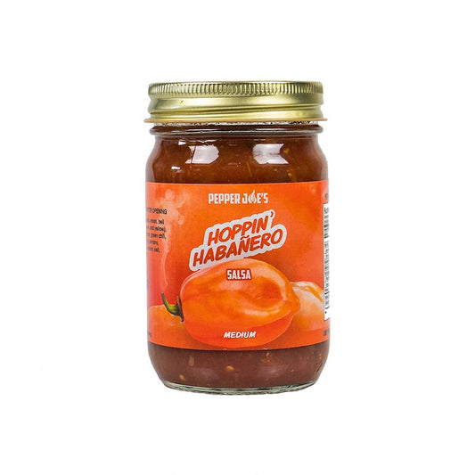 Pepper Joe's Hoppin Habanero Salsa - fiery habanero salsa on white background