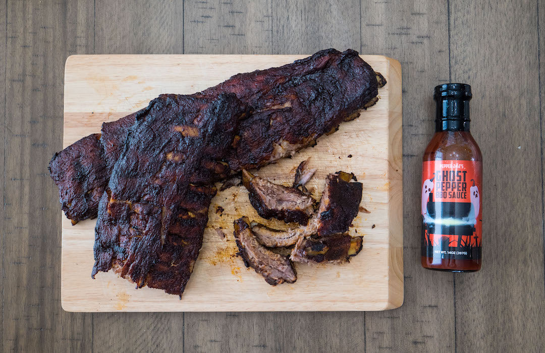 Babyback Ribs with Beer-Infused Ghost BBQ Sauce