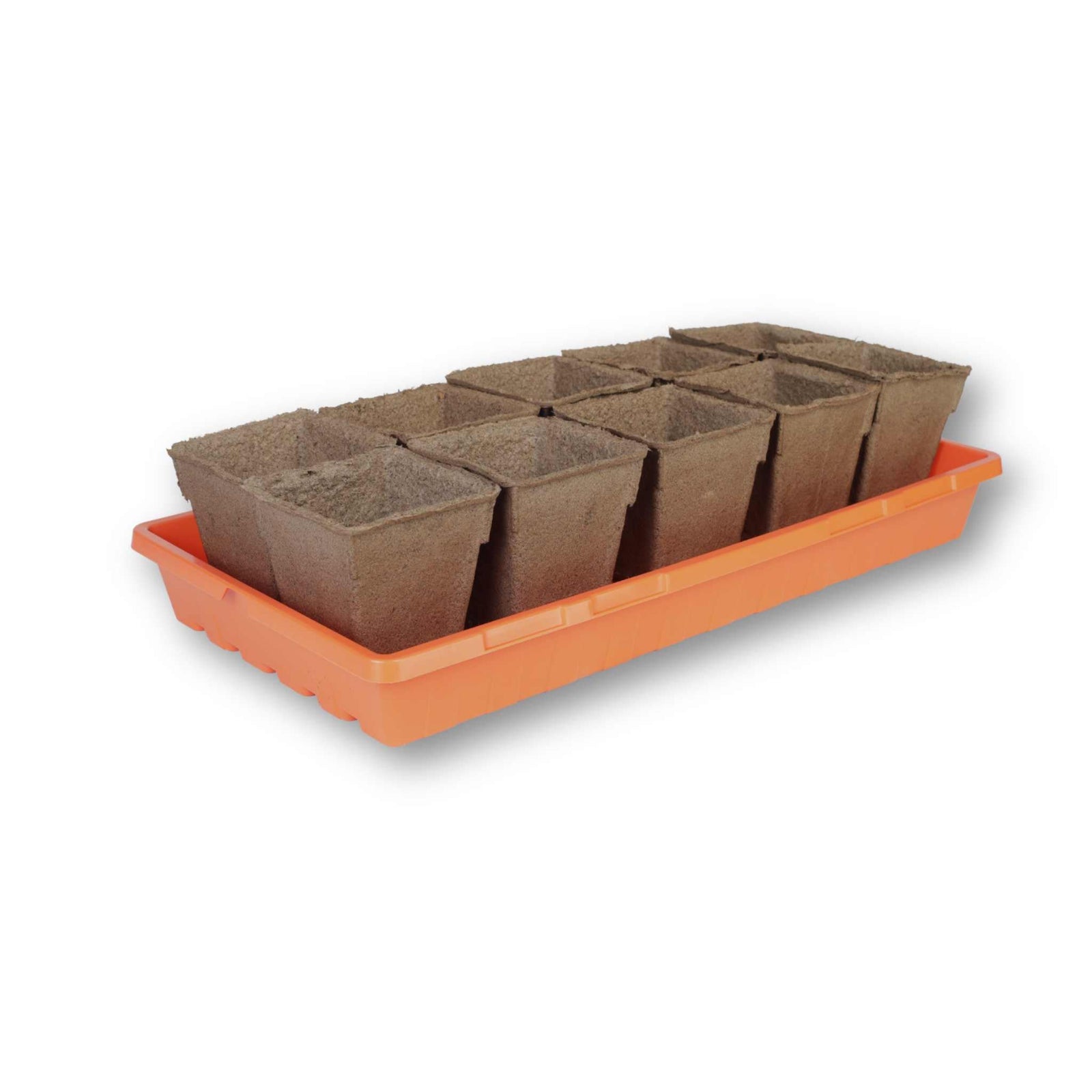 10 biodegradable 4" square cowpot, seed starting pots, in orange 1020 seed starting tray