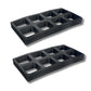 two stacks of ten tray inserts for 5" seed starting pots on white background