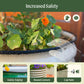 Image showing the top edge of the garden bed with text outlining safety features including: rounded corners and heavy duty safety edging for increased safety.
