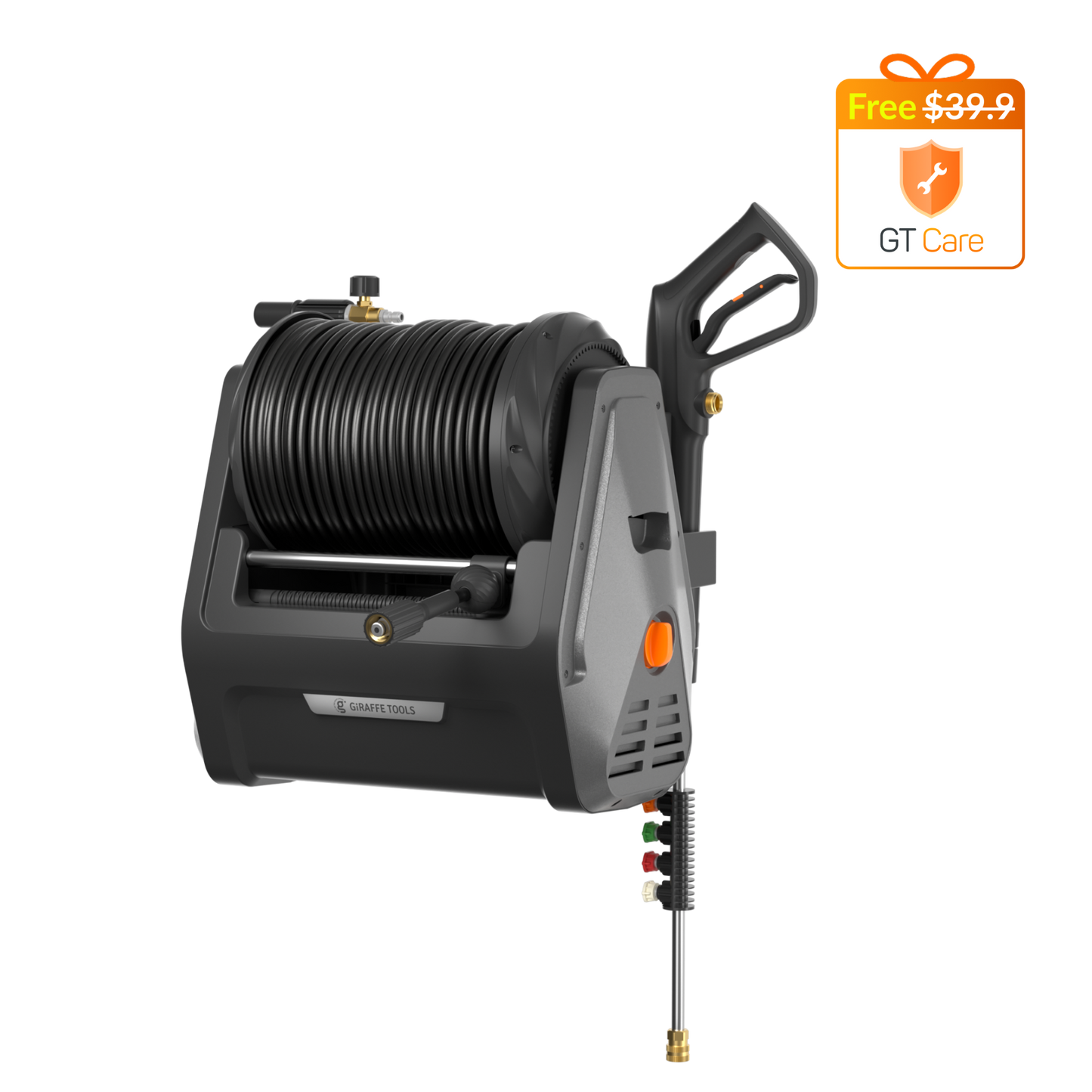 Retractable Electric Pressure Washer with Auto-Rewind Hose, 2900 PSI