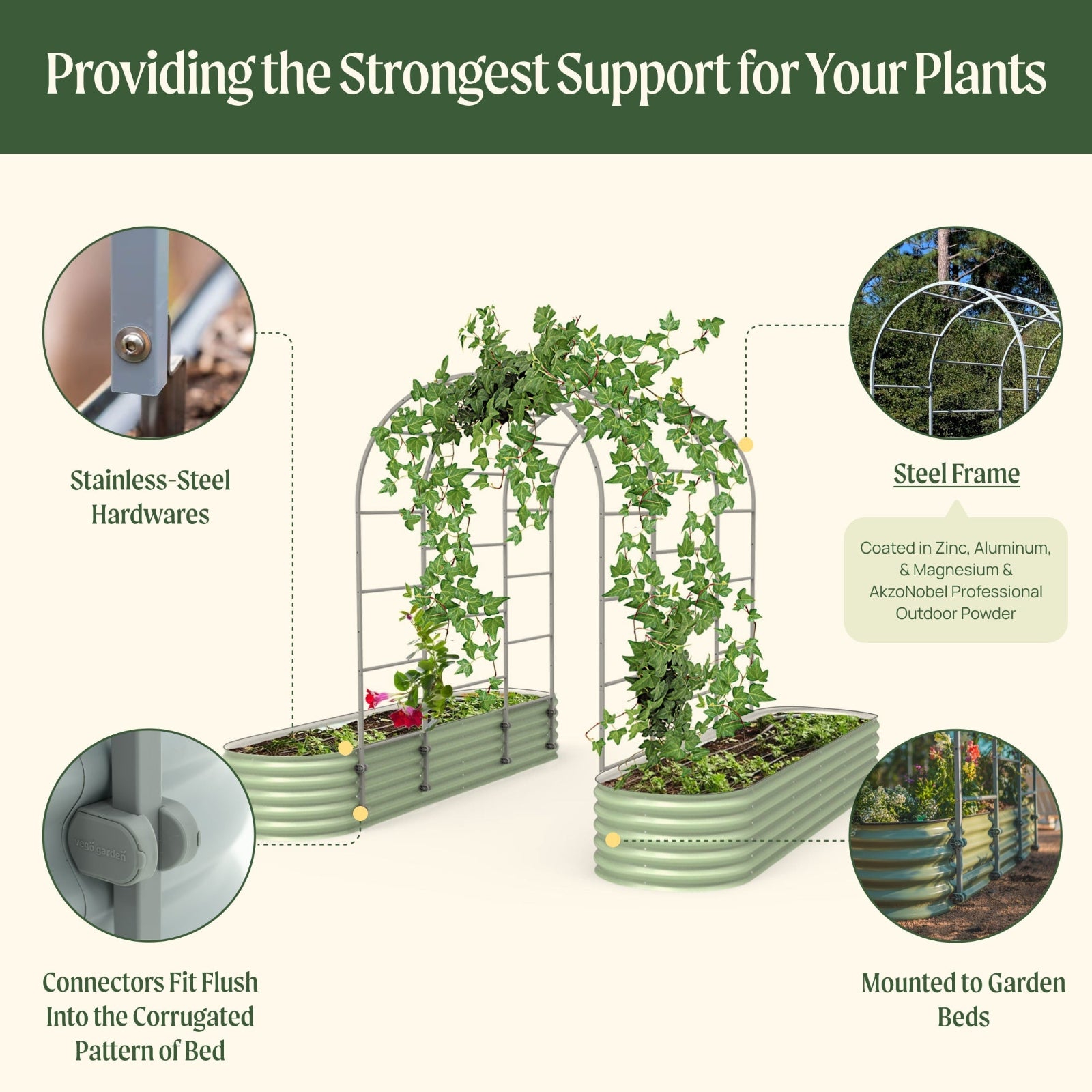 aluminum plant trellis Arched Trellis System, 4.5'