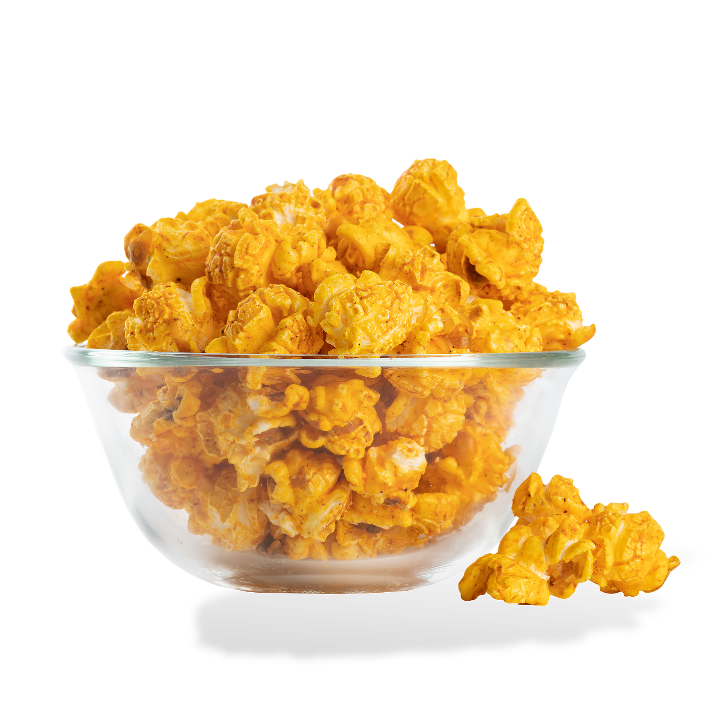BBQPopcorn popped in a bowl on a white background