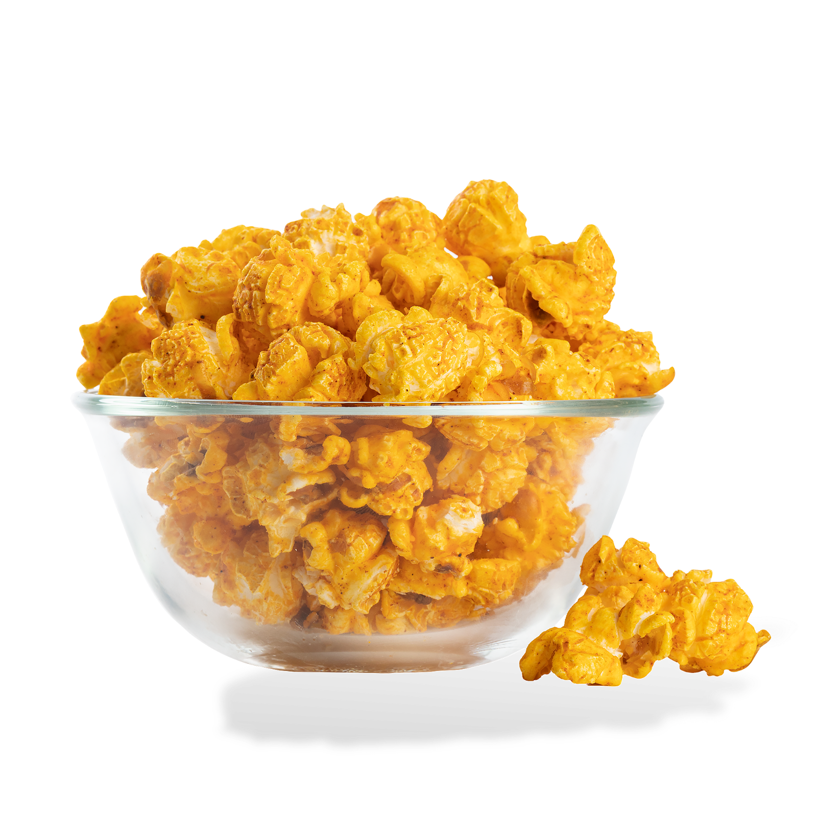 BBQPopcorn popped in a bowl on a white background