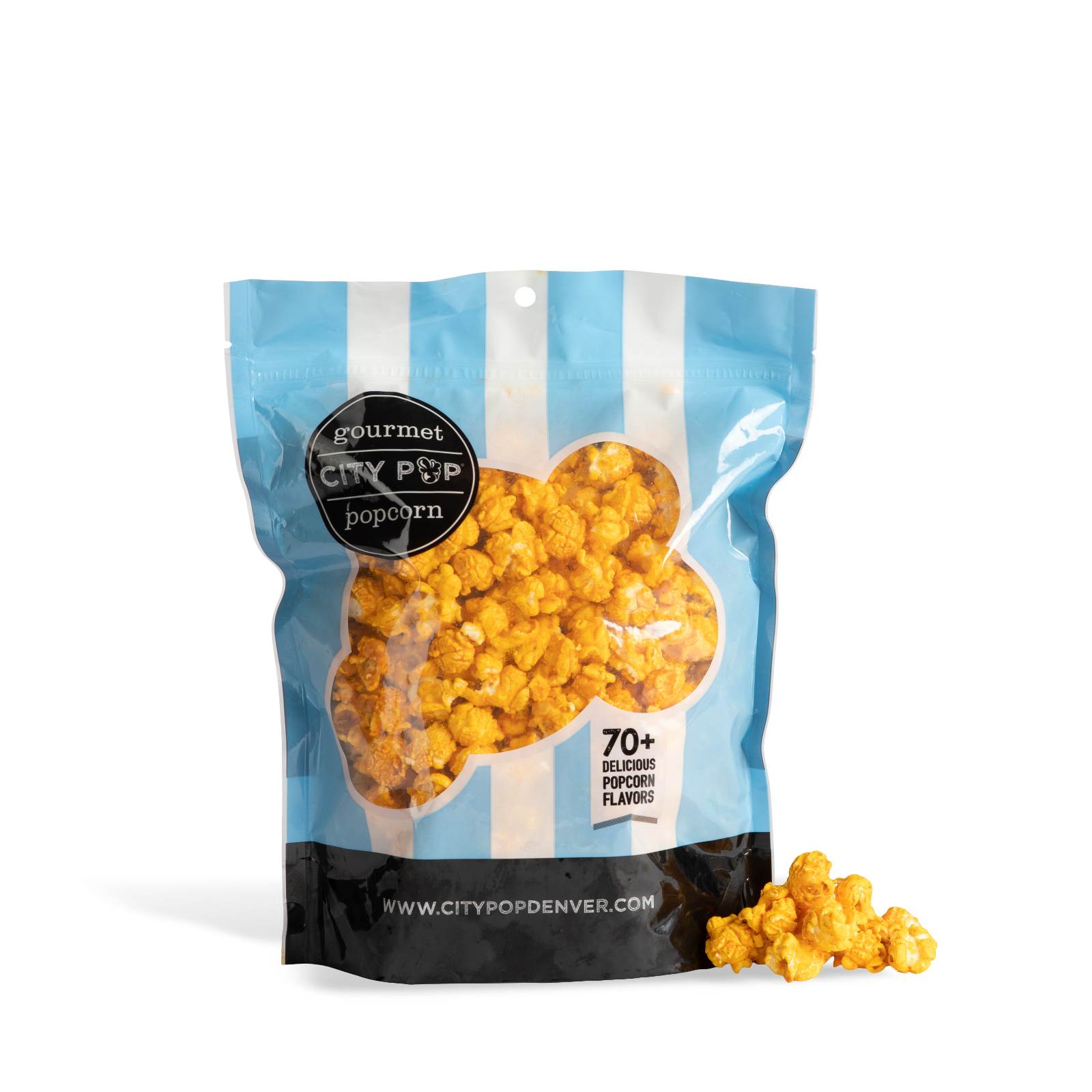 Bag of City Pop BBQ popcorn with visible branding on a white background