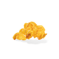 Three pieces of BBQ popcorn on a white background