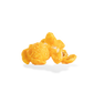 Three pieces of Bacon CHeddar popcorn on a white background
