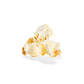 Three pieces of Blue Cheese popcorn on a white background