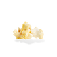 Three pieces of Butter popcorn on a white background