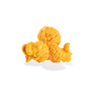 Three pieces of Cajun popcorn on a white background