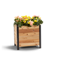 Cedar Planters 18x24 inch planter box 24 inches tall filled with colorful plants on white background 