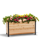Cedar Planters 18x48 inch planter box 24 inches tall filled with colorful plants on white background 
