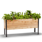 Cedar Planters 18x60 inch planter box 30 inches tall filled with colorful plants on white background 