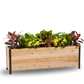 Cedar Planters 18x72 inch planter box 24 inches tall filled with colorful plants on white background 