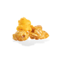 Three pieces of Cheese and Caramel Mix popcorn on a white background