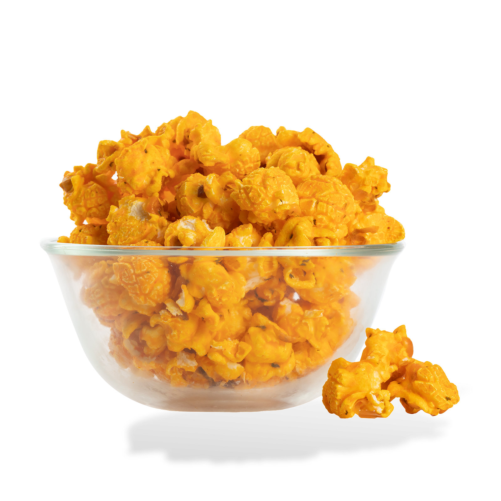Cheesy Ranch Popcorn popped in a bowl on a white background