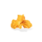 Three pieces of Cheesy Ranch popcorn on a white background
