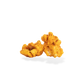 Three pieces of Chili Lime Cheese popcorn on a white background