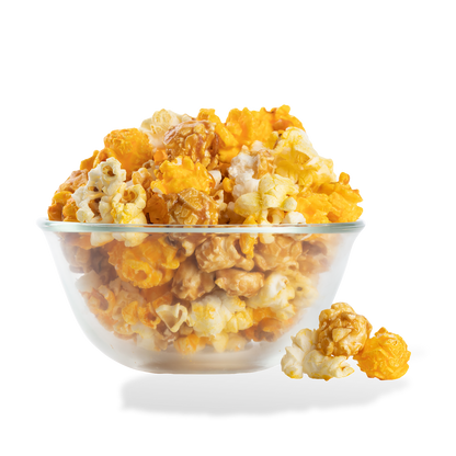Classic Mix Popcorn popped in a bowl on a white background