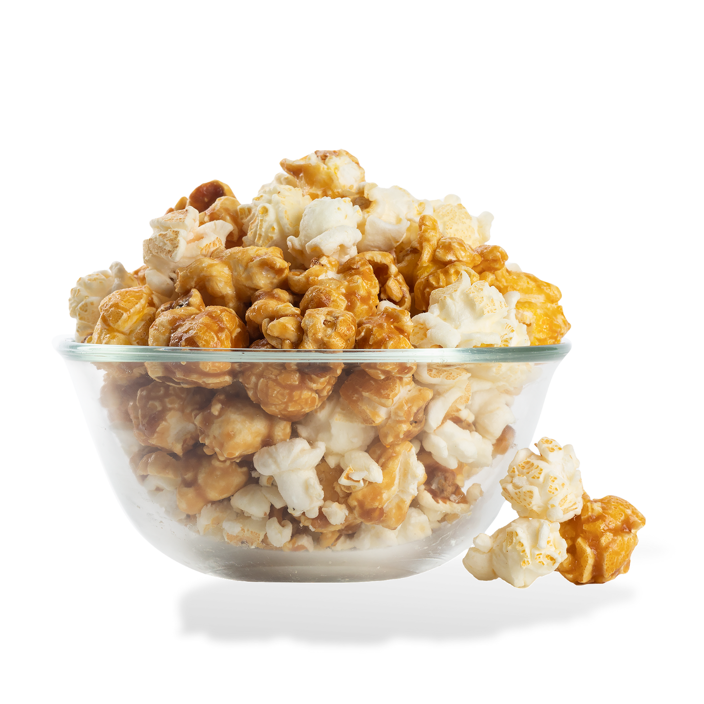 Denver Mix Popcorn popped in a bowl on a white background