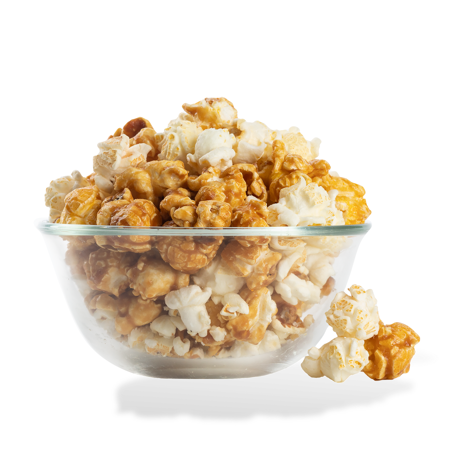 Denver Mix Popcorn popped in a bowl on a white background