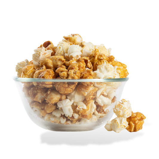 Denver Mix Popcorn popped in a bowl on a white background