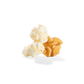 Three pieces of Denver Mix popcorn on a white background
